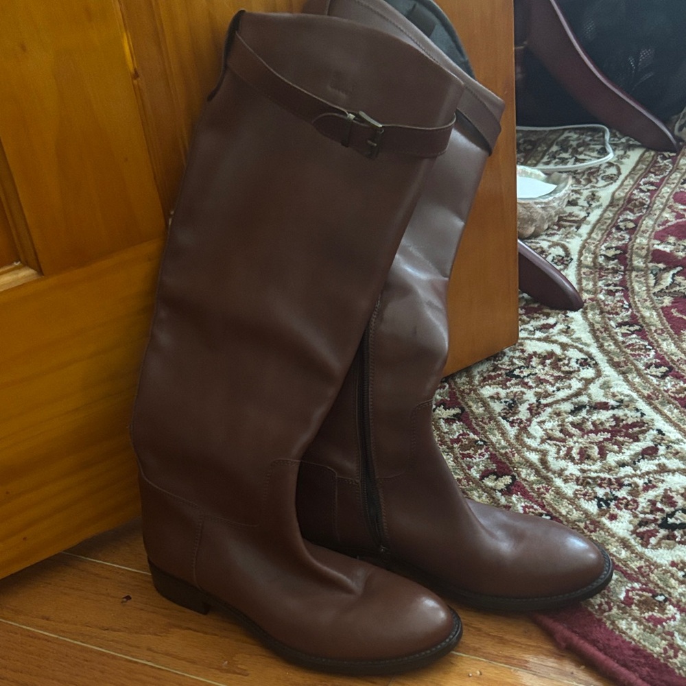 Brown Leather Italian Knee-High Boots